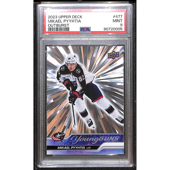 2023 Upper Deck Young Guns Outburst #477 Mikael Pyyhtia PSA 9 MINT