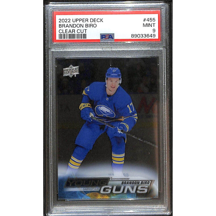 2022-23 Upper Deck Series 2 Young Guns Clear Cut #455 Brandon Biro PSA 9