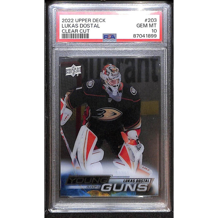 2022-23 Upper Deck Series 1 Young Guns Clear Cut #203 Lukas Dostal PSA 10