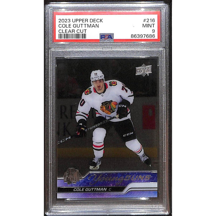 2023-24 Upper Deck Series 1 Young Guns Clear Cut #216 Cole Guttman PSA 9