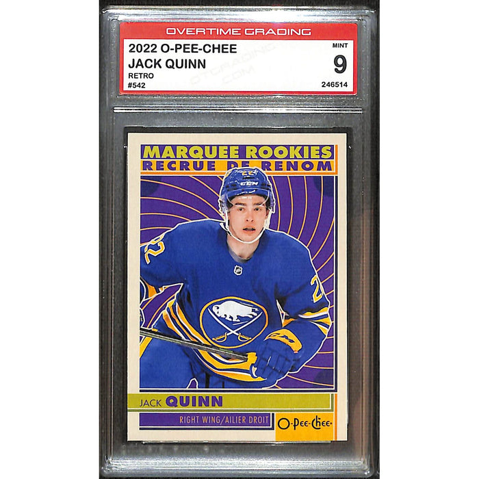 2022-23 O-Pee-Chee Retro Marquee Rookies #542 Jack Quinn Overtime Grading 9 Mint