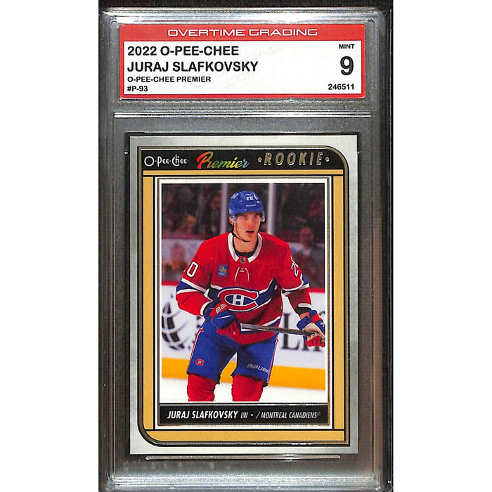 2022-23 O-Pee-Chee Premier Rookie #P-93 Juraj Slafkovsky Overtime Grading 9 Mint