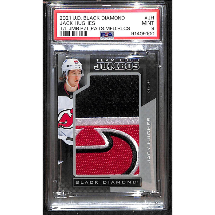 2021 Upper Deck Black Diamond Team Logo Jumbos #JH Jack Hughes PSA 9 MINT