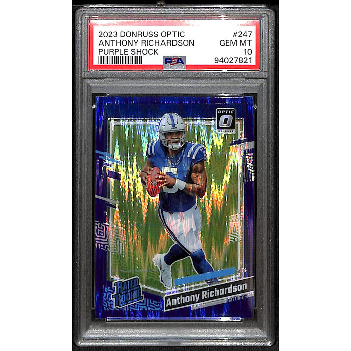 2023 Donruss Optic Rated Rookie Purple Shock #247 Anthony Richardson PSA 10 GEM MT