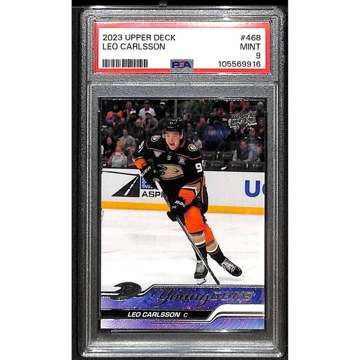 2023-24 Upper Deck Series 2 Young Guns #468 Leo Carlsson PSA 9 MINT