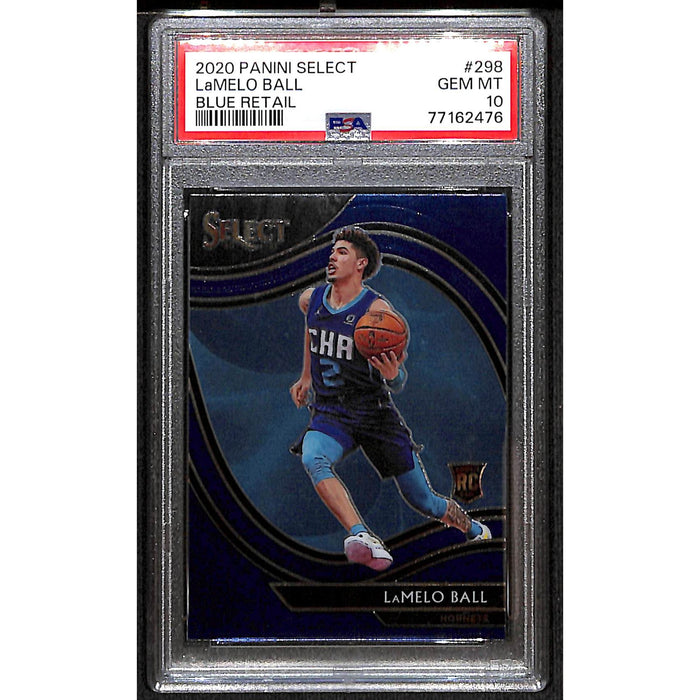 2020-21 Panini Select Basketball Blue Retail Rookie #298 LaMelo Ball PSA 10 GEM MT