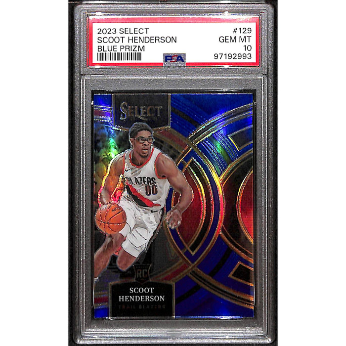 2023-24 Panini Select Basketball Blue Prizm Rookie #129 Scoot Henderson PSA 10