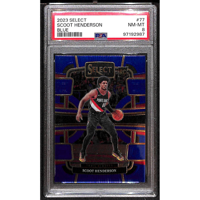 2023-24 Panini Select Basketball Blue Rookie #77 Scoot Henderson PSA 8