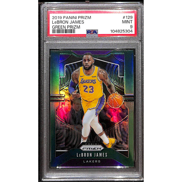 2019-20 Panini Prizm Basketball Green Prizm #129 LeBron James PSA 9