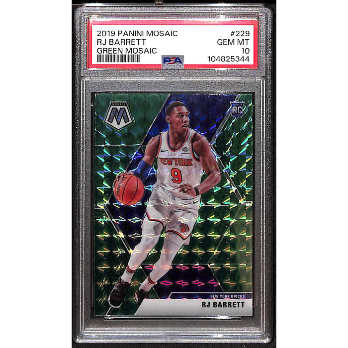 2019-20 Panini Mosaic Basketball Green Mosaic Rookie #229 RJ Barrett PSA 10