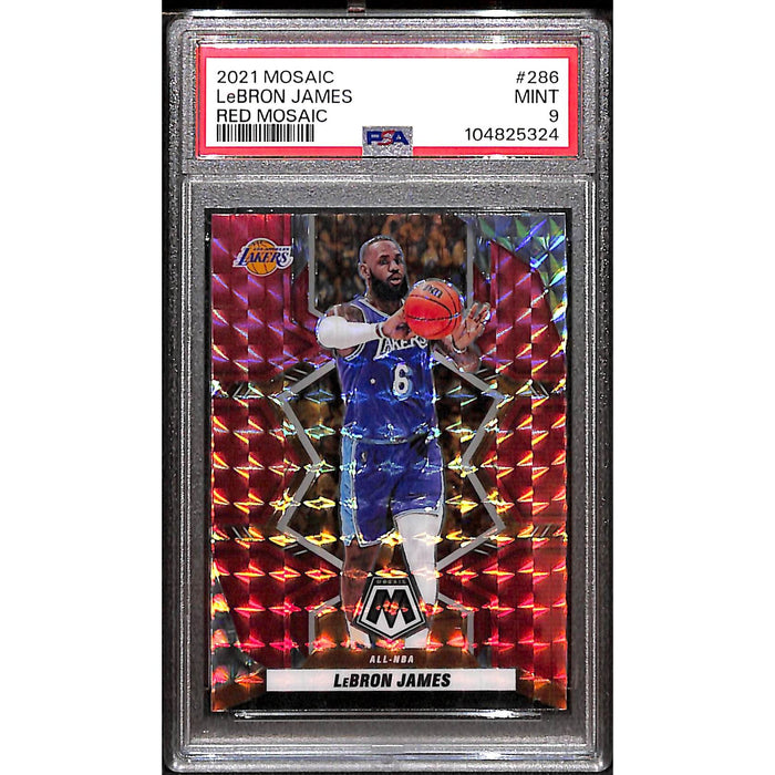 2021-22 Panini Mosaic Basketball Red Mosaic #286 LeBron James PSA 9