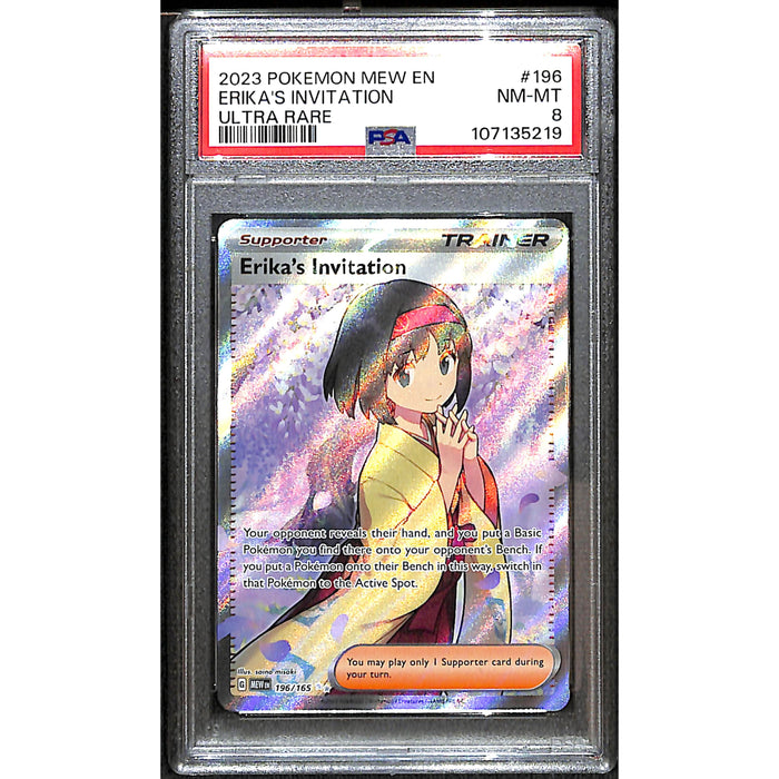 2023 Pokémon 151 English Ultra Rare #196/165 Erika's Invitation PSA 8 NM-MT