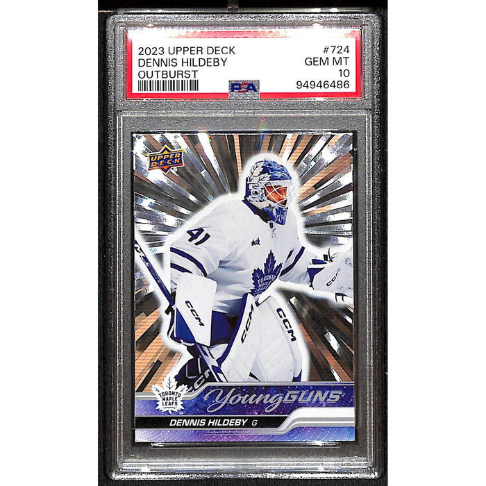 2023 Upper Deck Young Guns Outburst #724 Dennis Hildeby PSA 10 GEM MT