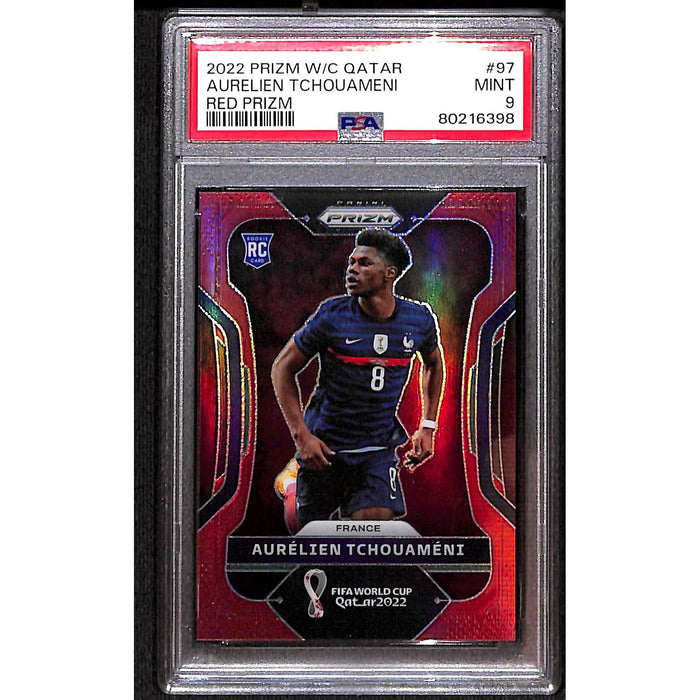 2022 Panini Prizm W/C Qatar Red Prizm #97 Aurelien Tchoaumeni PSA 9 MINT