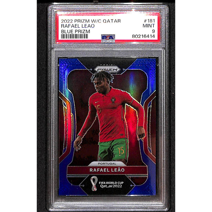 2022 Panini Prizm W/C Qatar Blue Prizm #181 Rafael Leao PSA 9 MINT