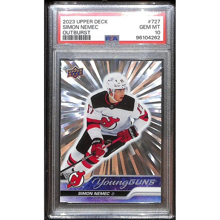 2023 Upper Deck Young Guns Outburst #727 Simon Nemec PSA 10 GEM MT
