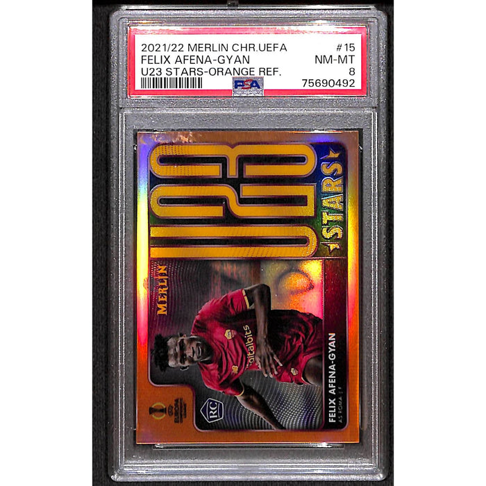 2021-22 Merlin Chrome UEFA U23 Stars Orange #15 Felix Afena-Gyan PSA 8 NM-MT