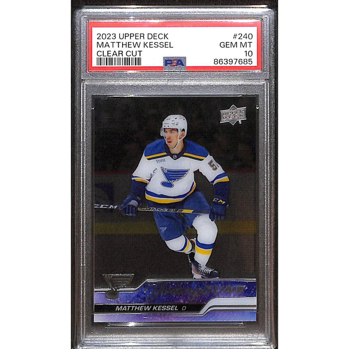 2023-24 Upper Deck Series 1 Young Guns Clear Cut #240 Matthew Kessel PSA 10