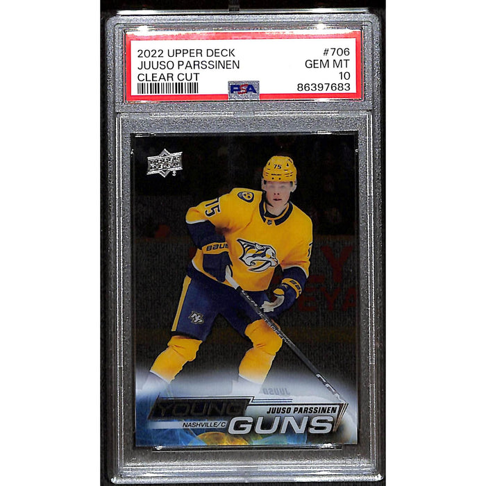 2022-23 Upper Deck Extended Young Guns Clear Cut #706 Juuso Parssinen PSA 10