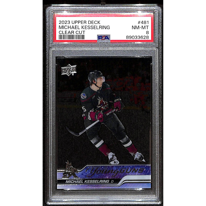 2023-24 Upper Deck Series 2 Young Guns Clear Cut #481 Michael Kesselring PSA 8