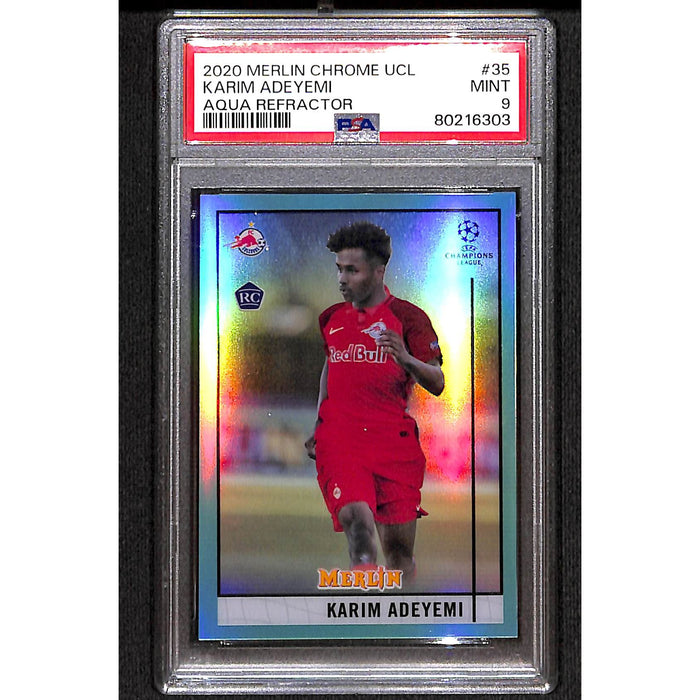 2020 Merlin Chrome UCL Aqua Refractor #35 Karim Adeyemi PSA 9 MINT
