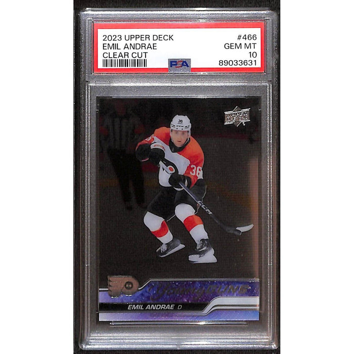 2023-24 Upper Deck Series 2 Young Guns Clear Cut #466 Emil Andrae PSA 10