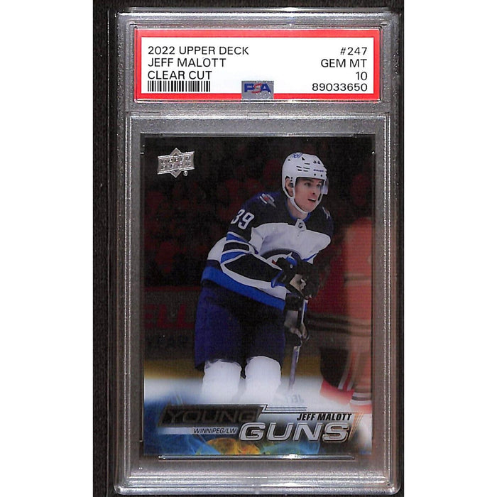 2022-23 Upper Deck Series 1 Young Guns Clear Cut #247 Jeff Malott PSA 10
