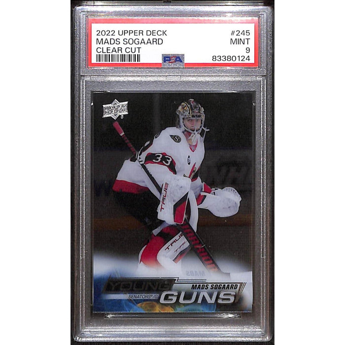 2022-23 Upper Deck Series 1 Young Guns Clear Cut #245 Mads Sogaard PSA 9