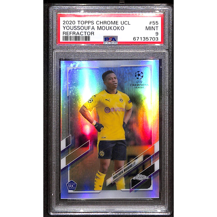 2020 Topps Chrome UCL Rookie Refractor #55 Youssoufa Moukoko PSA 9