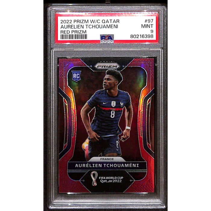 2020 Panini Prizm Rookie Red Prizm #97 Aurelien Tchouameni PSA 9