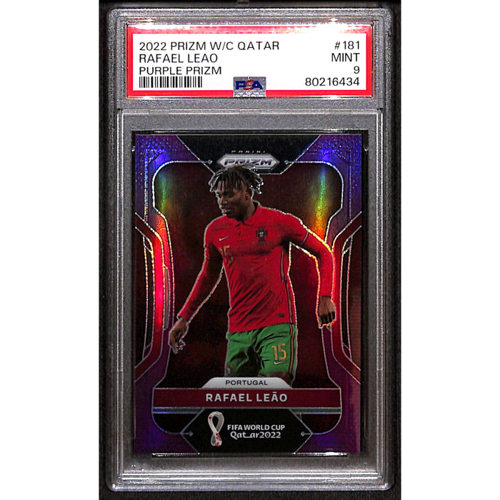 2022 Panini Prizm World Cup Qatar Purple Prizm #181 Rafael Leao /199 PSA 9