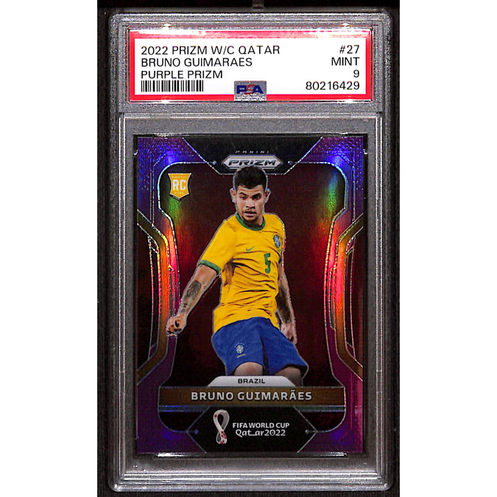 2022 Panini Prizm World Cup Qatar Purple Prizm Rookie #327 Bruno Guimaraes /199 PSA 9