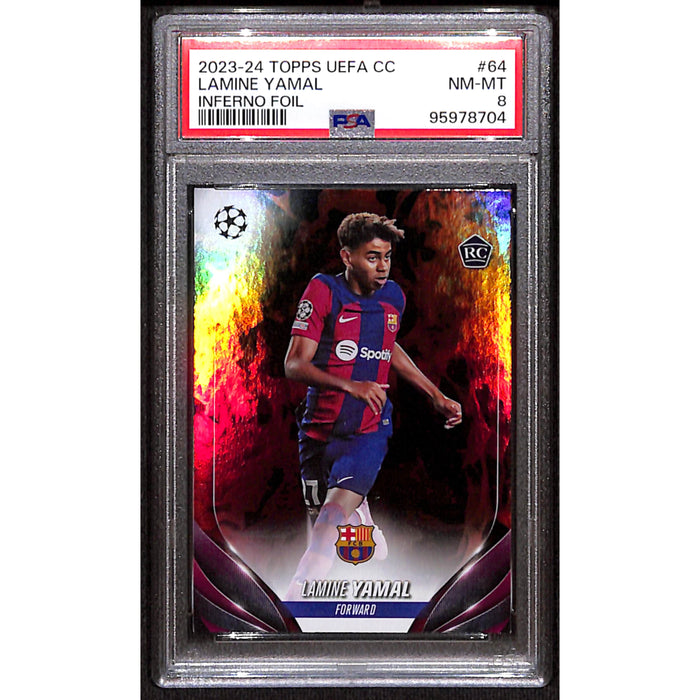 2023-24 Topps UEFA Inferno Foil Rookie #64 Lamine Yamal PSA 8