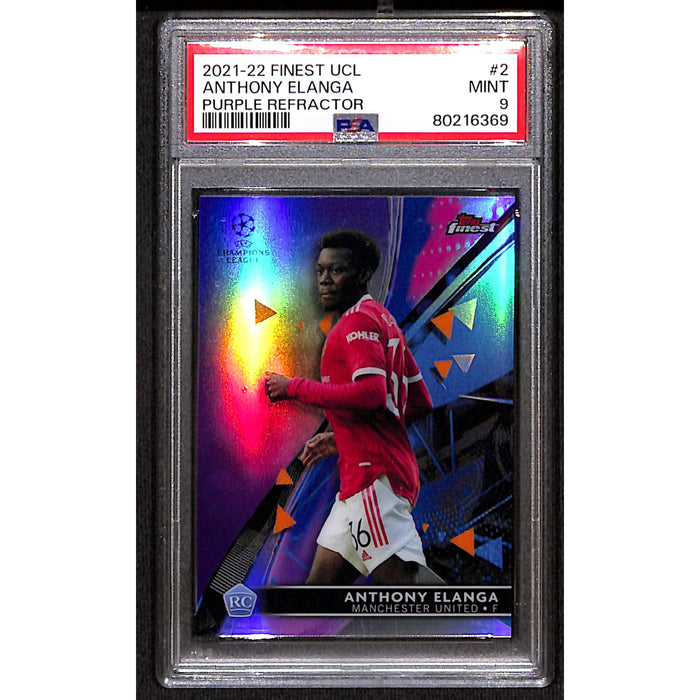 2021-22 Topps Finest UCL Purple Refractor #2 Anthony Elanga /299 PSA 9