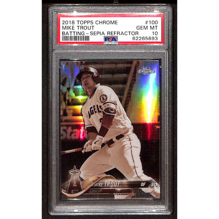 2018 Topps Chrome Batting Sepia Refractor #100 Mike Trout PSA 10 GEM MT