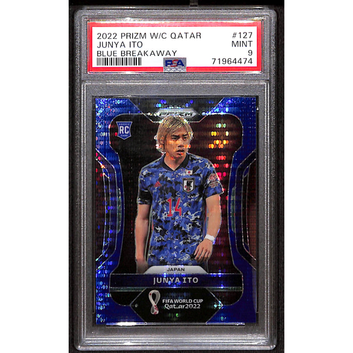 2022 Panini Prizm World Cup Qatar Blue Breakaway Rookie #127 Junya Ito /49 PSA 9