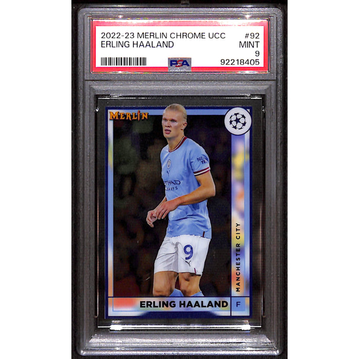 2022-23 Topps Merlin Chrome UCC #92 Erling Haaland PSA 9