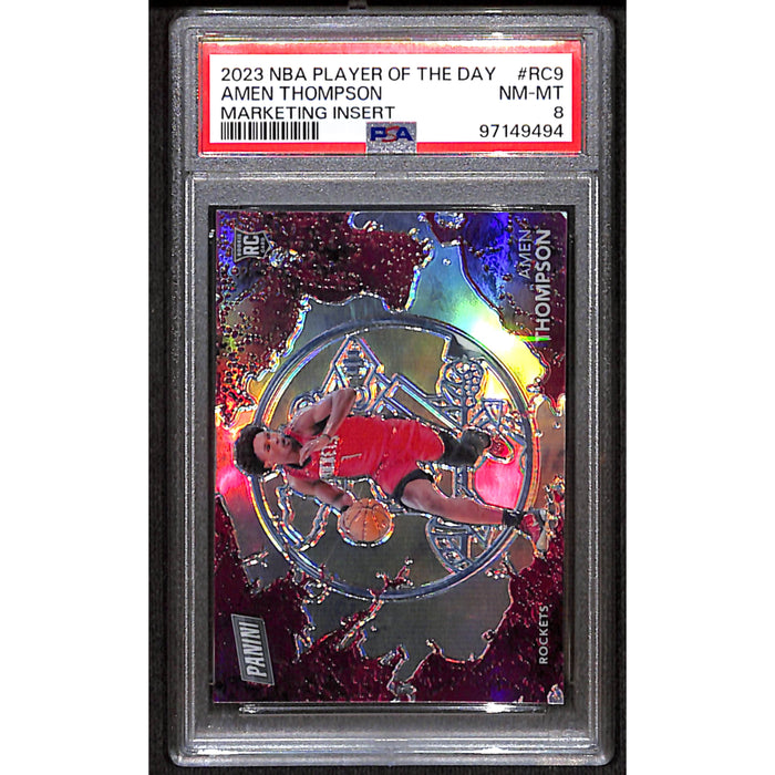 2023-24 Panini Player Of The Day Basketball Marketing Insert Rookie Amen Thompson PSA 8
