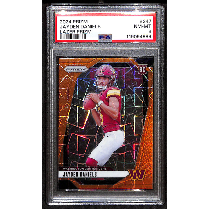 2024 Panini Prizm Football Rookie Lazer Prizm #347 Jayden Daniels PSA 8