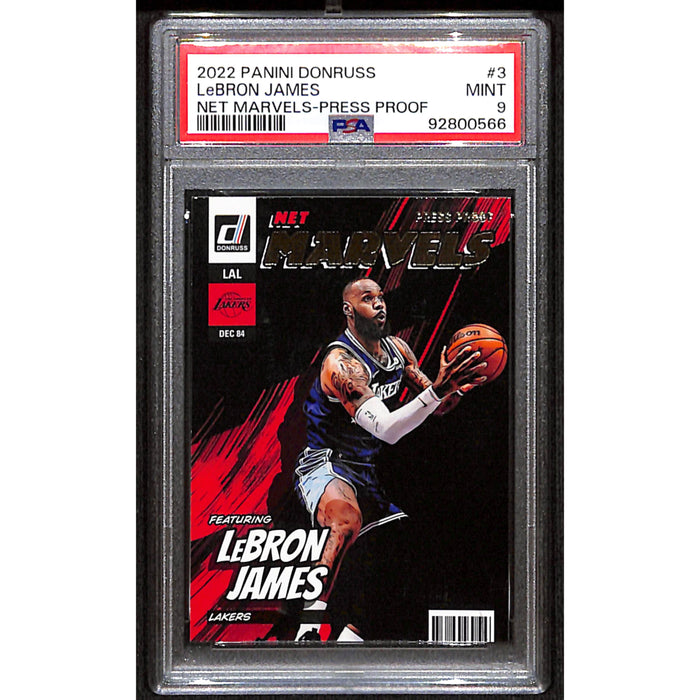 2022-23 Panini Donruss Basketball Net Marvels Press Proof #3 Lebron James PSA 9
