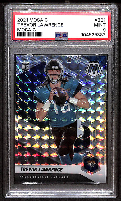 2021 Mosaic Silver Prizm Mosaic Rookie #301 Trevor Lawrence PSA 9