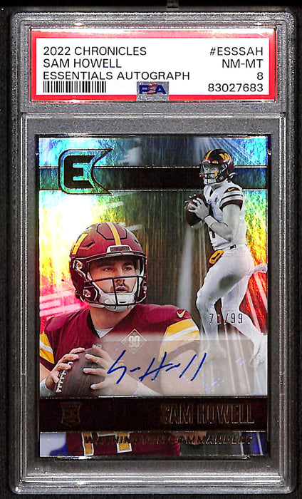 2022 Panini Chronicles Essentials Autograph Rookie #ESSSAH Sam Howell /99 PSA 8