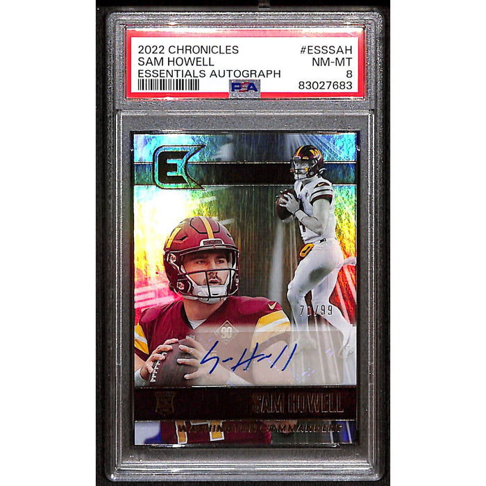 2022 Panini Chronicles Essentials Autograph Rookie #ESSSAH Sam Howell /99 PSA 8