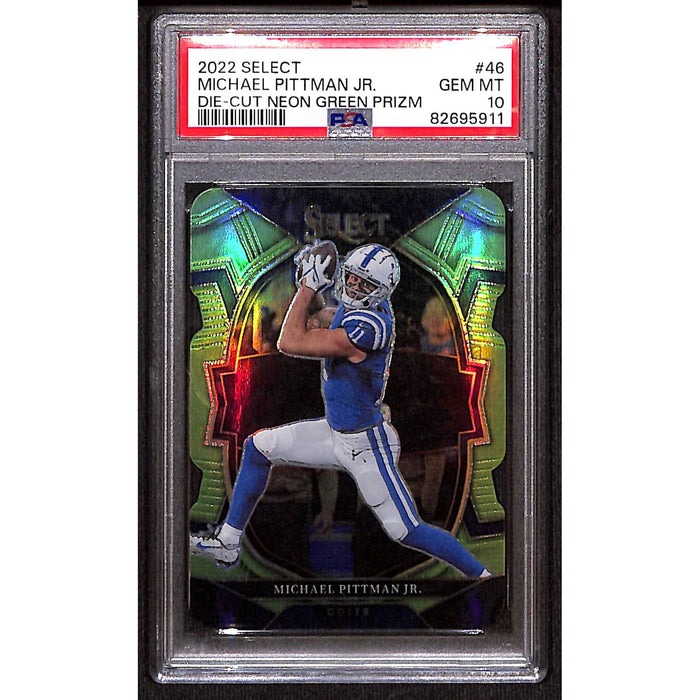 2022 Panini Select Die-Cut Neon Green Prizm #46 Michael Pittman Jr /299 PSA 10 GEM MT