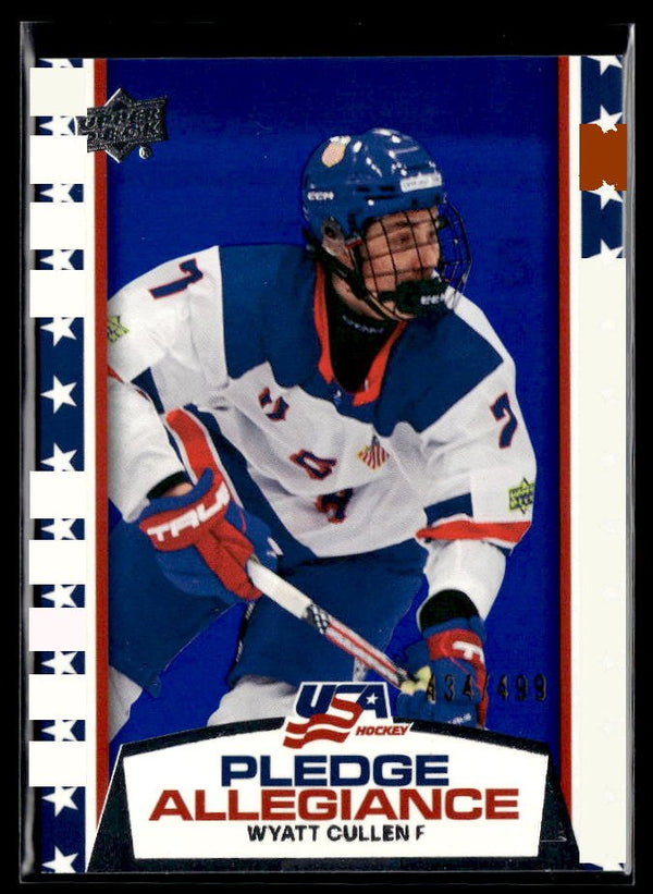 2024 Upper Deck USA Hockey Pledge Allegiance Blue #PA-15 Wyatt Cullen /499