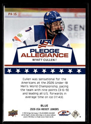 2024 Upper Deck USA Hockey Pledge Allegiance Blue #PA-15 Wyatt Cullen /499 (2)