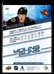 2024-25 Upper Deck Series 2 Hockey Young Guns Renewed #482 Tim Stützle (2)