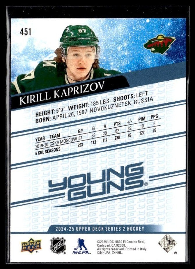 2024-25 Upper Deck Series 2 Hockey Young Guns Renewed #451 Kirill Kaprizov (2)
