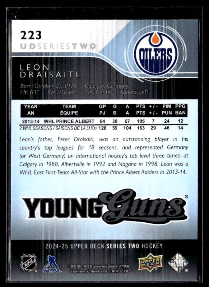 2024-25 Upper Deck Series Two Hockey Young Guns Renewed #223 Leon Draisaitl (2)