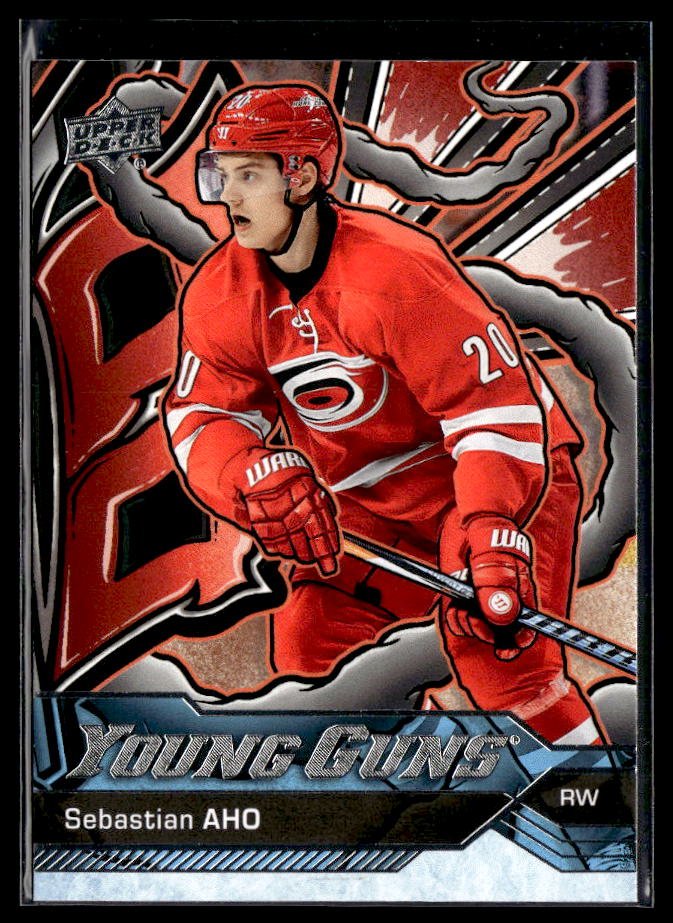 Sebastian Aho - #210 Young Guns Renewed hockey card from 2024-25 Upper Deck Series Two